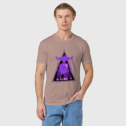 Футболка хлопковая мужская Геншин Импакт Скарамучча, цвет: пыльно-розовый — фото 2