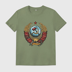 Футболка хлопковая мужская Серп и молот СССР, цвет: авокадо