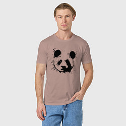 Футболка хлопковая мужская Прикольный панда - клякса, цвет: пыльно-розовый — фото 2