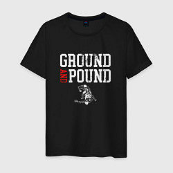 Футболка хлопковая мужская Ground And Pound Добивание ММА, цвет: черный