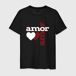 Футболка хлопковая мужская Amor, Amor - два сердца, цвет: черный