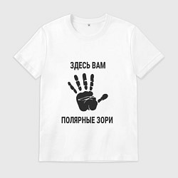 Футболка хлопковая мужская Здесь вам Полярные Зори, цвет: белый