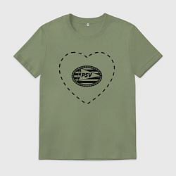 Футболка хлопковая мужская Лого PSV в сердечке, цвет: авокадо