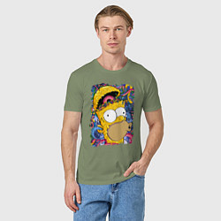 Футболка хлопковая мужская Мозг Гомера Симпсона - постер, цвет: авокадо — фото 2