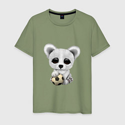 Футболка хлопковая мужская Футбол - Белый Медведь, цвет: авокадо