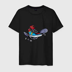 Футболка хлопковая мужская Ботинок на скейте, цвет: черный