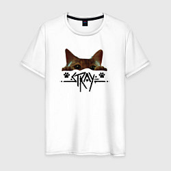 Футболка хлопковая мужская Stray: Кот, цвет: белый