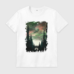 Футболка хлопковая мужская Лес кругом, цвет: белый