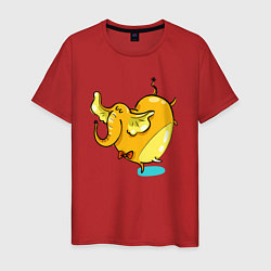 Футболка хлопковая мужская Желтая слониха балерина, цвет: красный