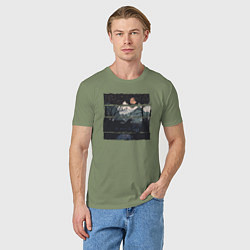 Футболка хлопковая мужская Внедорожник и медведь, цвет: авокадо — фото 2