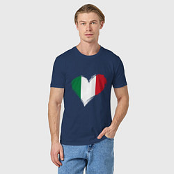 Футболка хлопковая мужская Сердце - Италия, цвет: тёмно-синий — фото 2