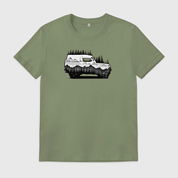 Футболка хлопковая мужская Бездорожье без дорог, цвет: авокадо