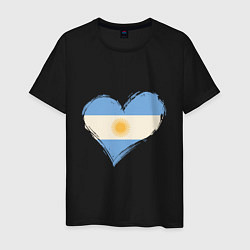 Футболка хлопковая мужская Сердце - Аргентина, цвет: черный