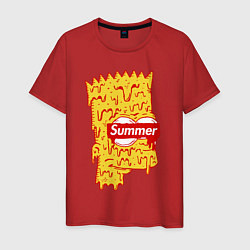 Футболка хлопковая мужская Bart Simpson - Summer, цвет: красный