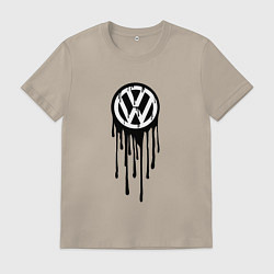Футболка хлопковая мужская Volkswagen - art logo, цвет: миндальный