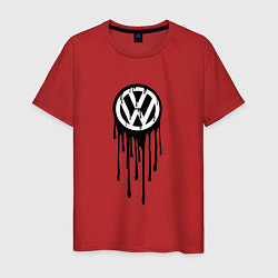 Футболка хлопковая мужская Volkswagen - art logo, цвет: красный