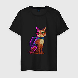 Футболка хлопковая мужская Stray pixel art, цвет: черный
