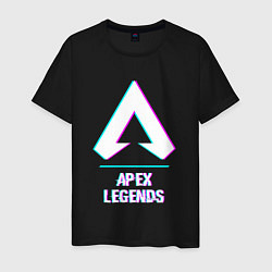 Футболка хлопковая мужская Apex Legends в стиле glitch и баги графики, цвет: черный