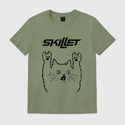 Футболка хлопковая мужская Skillet - rock cat, цвет: авокадо