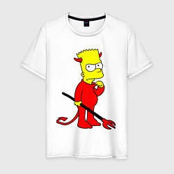 Футболка хлопковая мужская Bart Simpson - devil, цвет: белый
