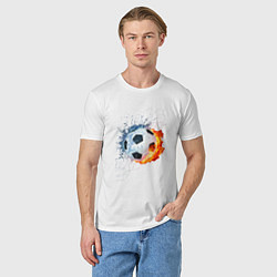 Футболка хлопковая мужская Футбол - противостояние стихий, цвет: белый — фото 2