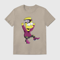 Футболка хлопковая мужская Барт Симпсон в прыжке, цвет: миндальный