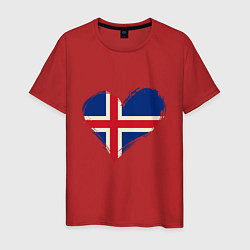 Футболка хлопковая мужская Сердце - Исландия, цвет: красный
