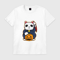 Футболка хлопковая мужская Cat Halloween, цвет: белый