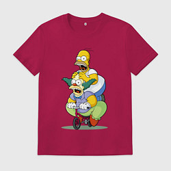 Мужская футболка Гомер Симпсон и Клоун Красти едут на детском велос