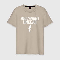 Футболка хлопковая мужская Hollywood Undead - logo, цвет: миндальный
