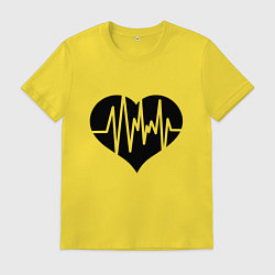 Футболка хлопковая мужская Кардиограмма сердца, цвет: желтый