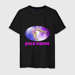 Футболка хлопковая мужская Танец на пилоне Pole dance, цвет: черный