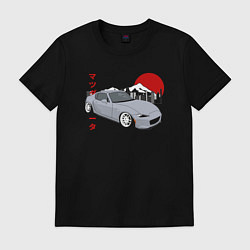 Футболка хлопковая мужская Mazda MX-5 ND Miata ND Front View JDM Retro, цвет: черный