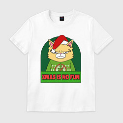 Футболка хлопковая мужская Xmas is no fun, цвет: белый