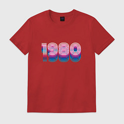 Футболка хлопковая мужская 1980 год ретро неон, цвет: красный