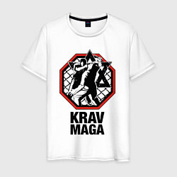 Футболка хлопковая мужская Krav-maga ring, цвет: белый