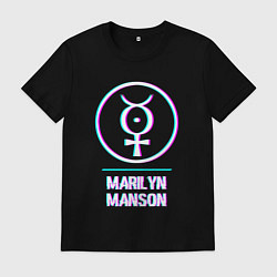 Футболка хлопковая мужская Marilyn Manson glitch rock, цвет: черный