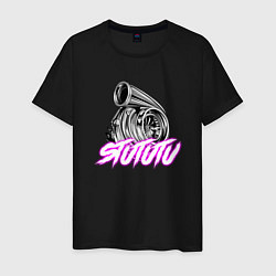 Футболка хлопковая мужская JDM турбина stututu, цвет: черный