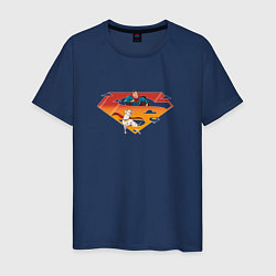 Футболка хлопковая мужская Супермен и его пес Крипто DC Лига Суперпитомцы, цвет: тёмно-синий