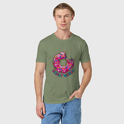 Футболка хлопковая мужская Donut - Worry, цвет: авокадо — фото 2