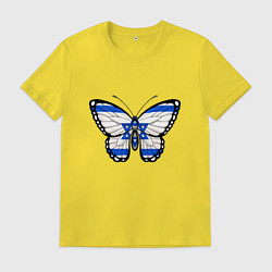 Футболка хлопковая мужская Бабочка - Израиль, цвет: желтый