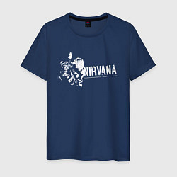 Футболка хлопковая мужская Nirvana-Курт и гитара, цвет: тёмно-синий