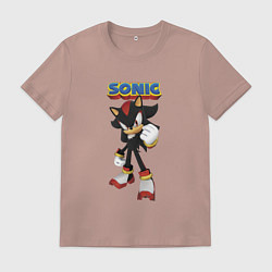 Футболка хлопковая мужская Ёж Шэдоу - Соник - видеоигра - fist, цвет: пыльно-розовый