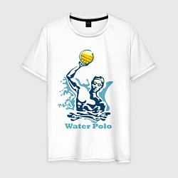 Футболка хлопковая мужская Водное поло бросок, цвет: белый