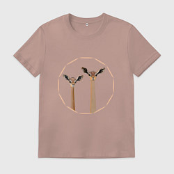 Футболка хлопковая мужская Пара газелей геренук в рамочке, цвет: пыльно-розовый