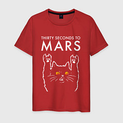 Футболка хлопковая мужская Thirty Seconds to Mars rock cat, цвет: красный