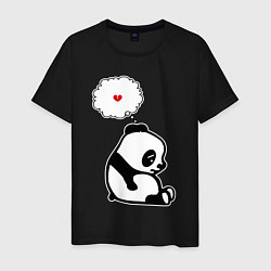 Футболка хлопковая мужская Панда о разбитом сердце, цвет: черный