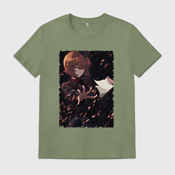 Футболка хлопковая мужская Махо Нисидзуми, цвет: авокадо