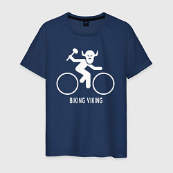 Футболка хлопковая мужская Велосипед - Викинг, цвет: тёмно-синий