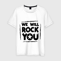 Футболка хлопковая мужская We rock you, цвет: белый